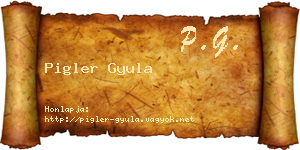 Pigler Gyula névjegykártya